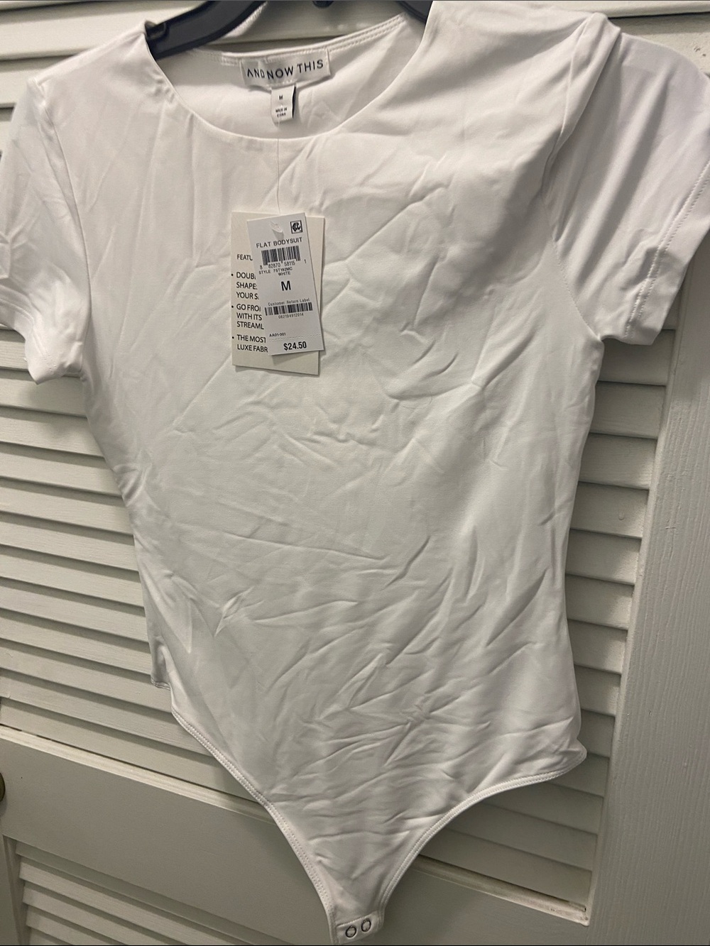 And Now This White Short-Sleeve Bodysuit